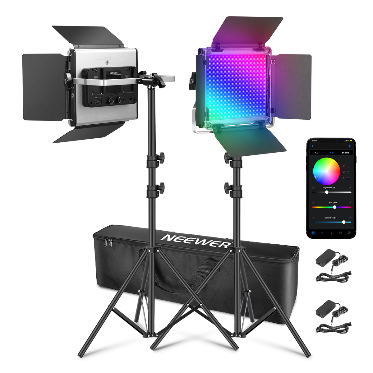 NEEWER Upgraded 660 PRO II 2 Pack RGB LED Video Light