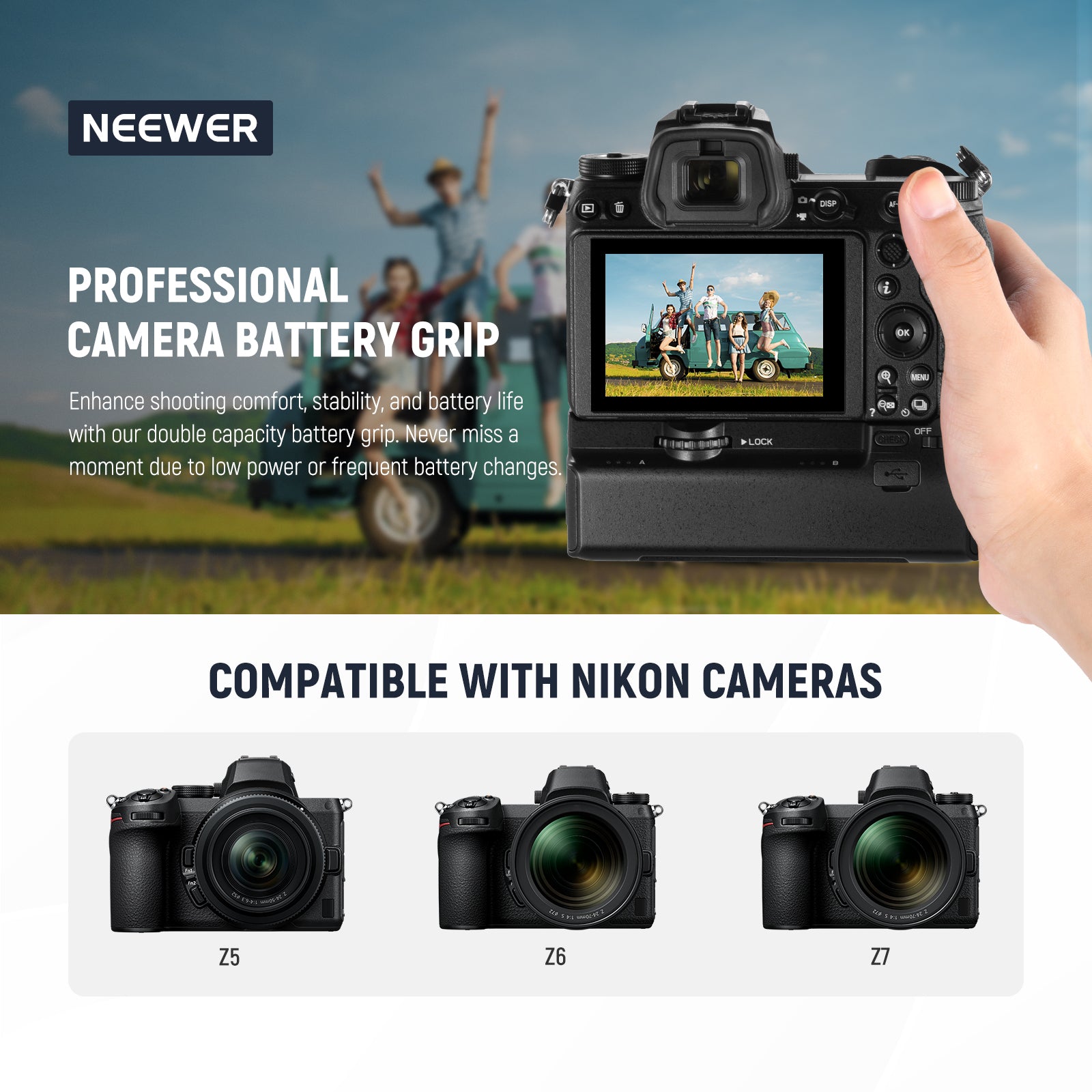 NEEWER バッテリーグリップ Nikon Z7 Z6 Z5用