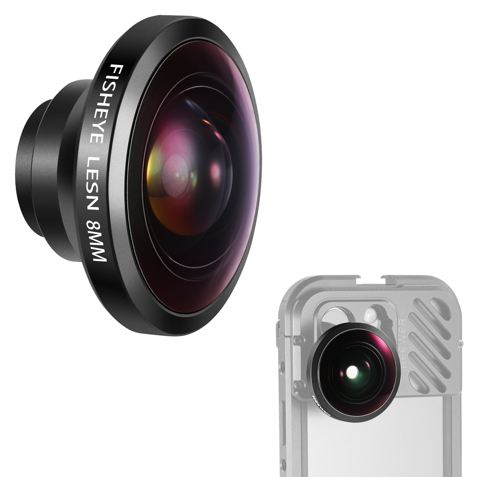 NEEWER LS-29 HD 8mm Fisheye Phone Lens Only for 17mm Thread Backplate