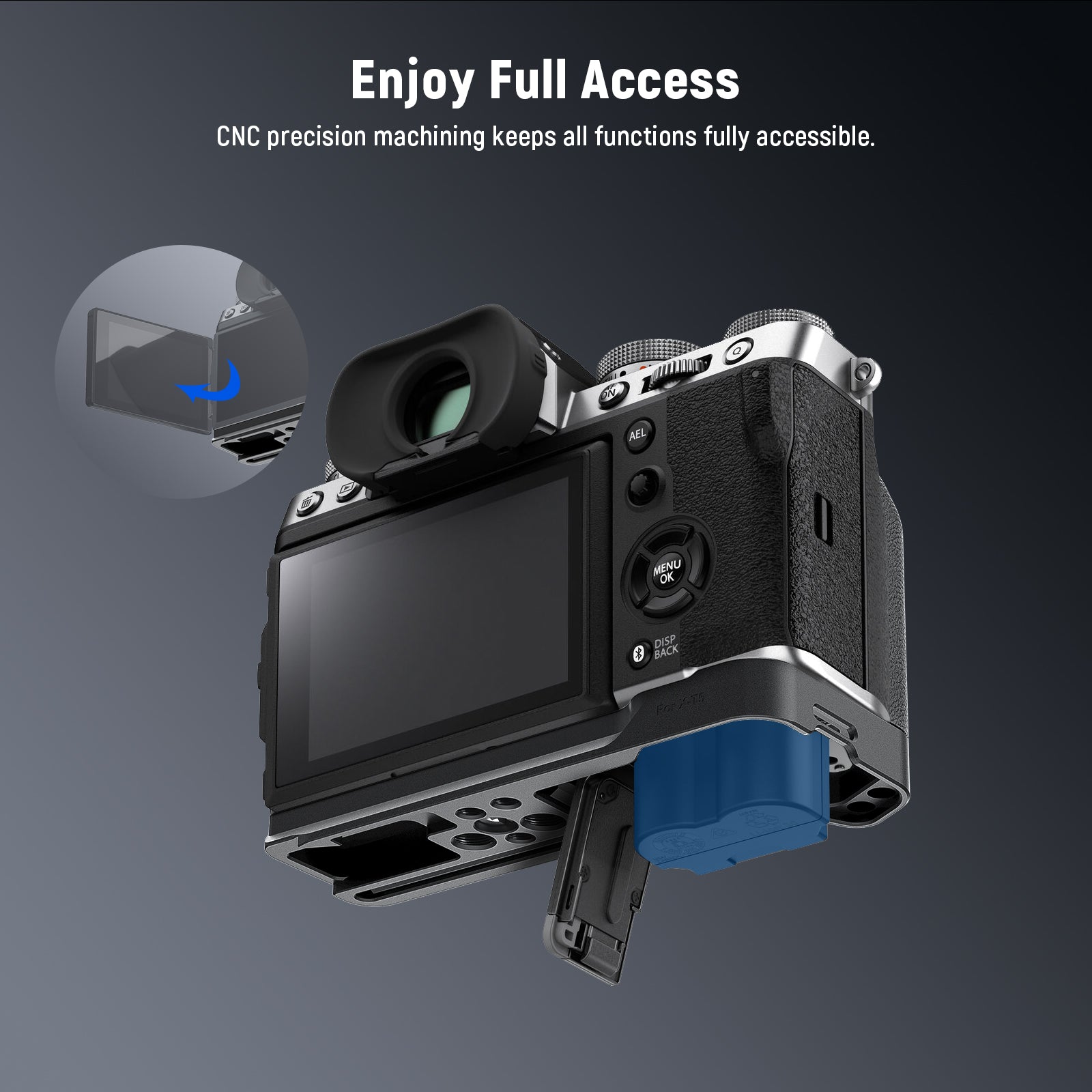 NEEWER X-T5 Lブラケット Fujifilm X-T5に適用 拡張可能なサイドプレートベース Arcaスイス DJI RS 2 RSC 2 RS 3 RS 3 Proに対応 取り外し可能なコールドシュー 垂直水平撮影 CA014L