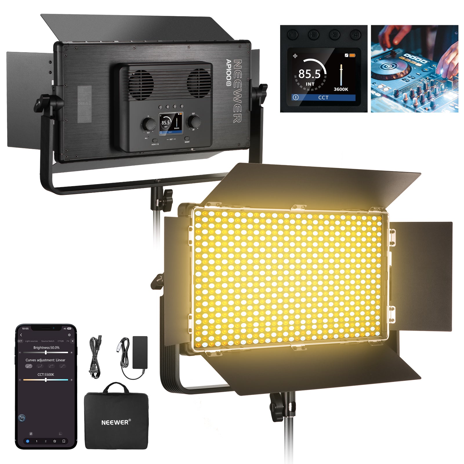 NEEWER AP100B 100W Bi-Color LED Panel Light Kit