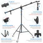 Neewer 7.9'/2.4M Photography Heavy Duty Wheeled Base Tripod Stand