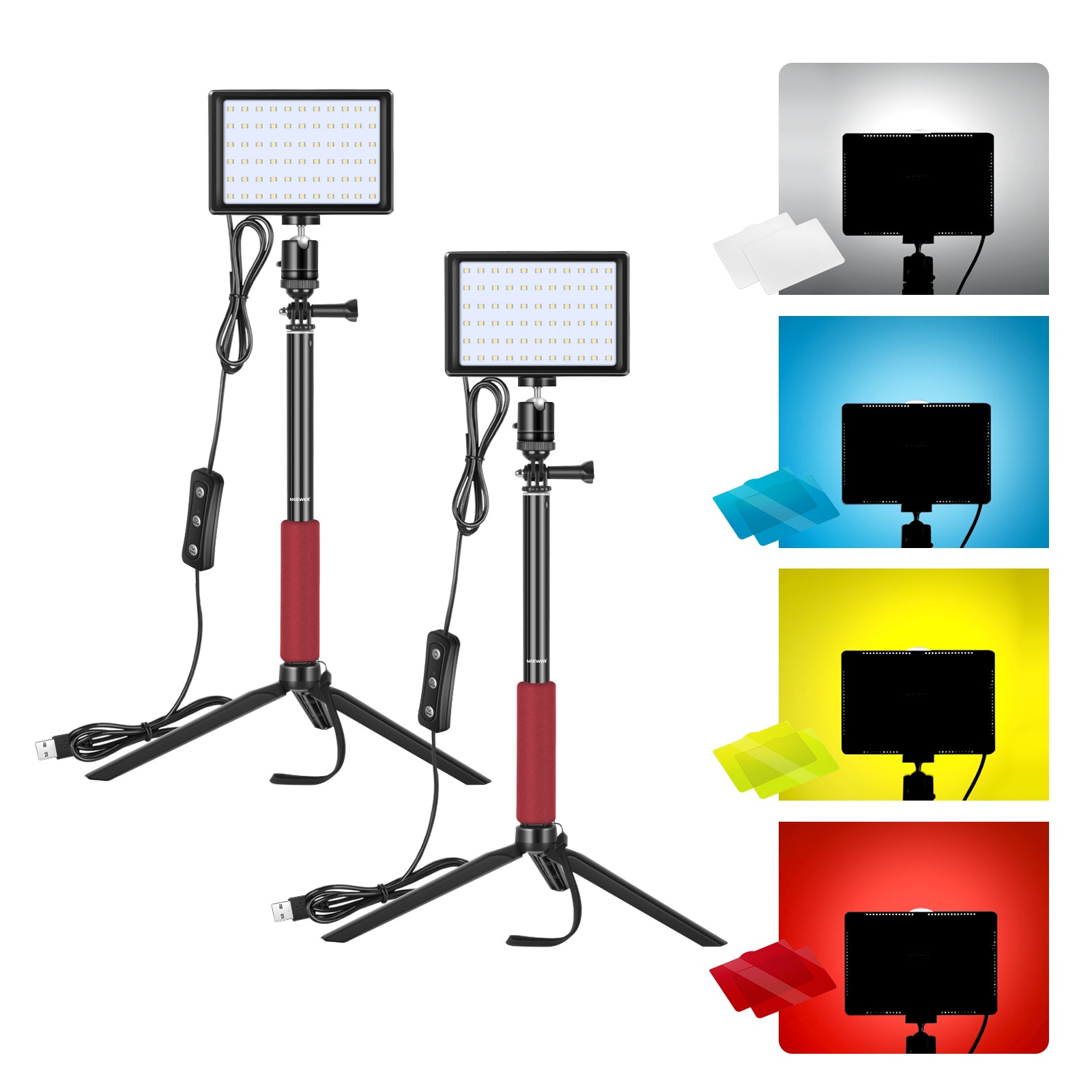 NEEWER ZC-10S 2 Pack LED Video Lighting Kit - Red