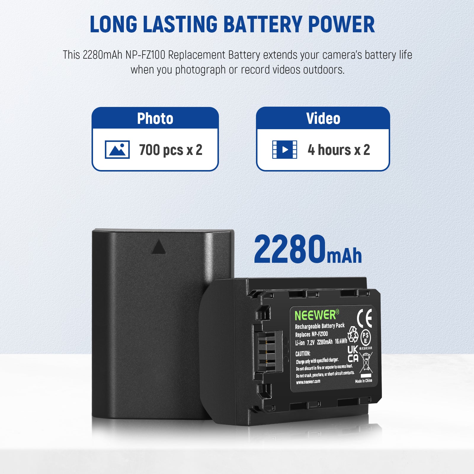 NEEWER 2280mAh NP-FZ100 交換用バッテリー充電器セット - NEEWER